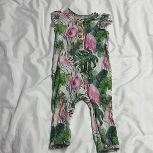 BAMBOO Floral Flamingo Baby Romper